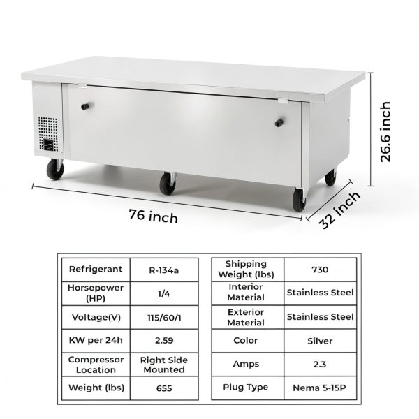 Frigos Premium 72" Base Refrigerator 4 Drawers with 76" Extended Top-3