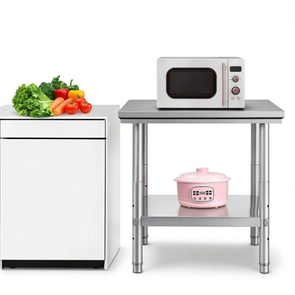 Stainless Steel Commercial Food Prep Work Table for Home Kitchen Restaurant - Heavy Duty Metal Prep Table with Adjustable Feet-1