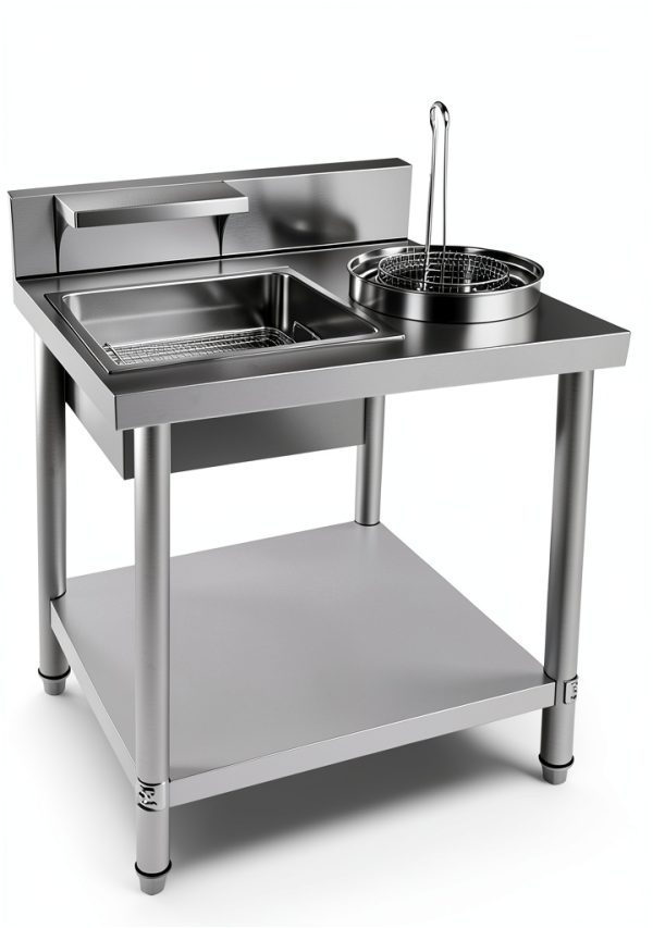 Breading Table Stainless Steel Fryer Tray with Reinforced Bottom for Chefs To Process Fried Food - Easy Installation - Perfect for Chicken, Baguettes-0