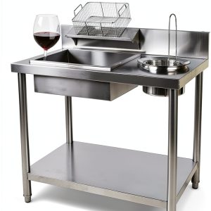 Commercial Fried Food Prep Table, Fried Chicken Breading Table, Stainless Steel Fried Food Workstation, Food Prep Breader Station with Stainless Steel Containers and Baskets for Kitchen Restaurant-0