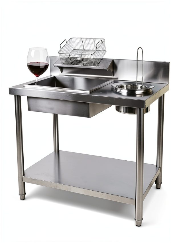 Commercial Fried Food Prep Table, Fried Chicken Breading Table, Stainless Steel Fried Food Workstation, Food Prep Breader Station with Stainless Steel Containers and Baskets for Kitchen Restaurant-0