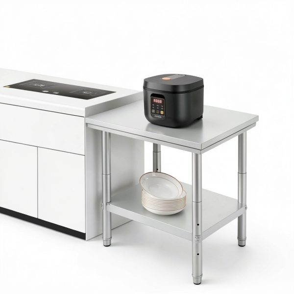 Stainless Steel Commercial Food Prep Work Table for Home Kitchen Restaurant - Heavy Duty Metal Prep Table with Adjustable Feet-3