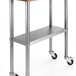 AmGood 18" x 36" Maple Wood Top Work Table with Adjustable Undershelf and Wheels-0