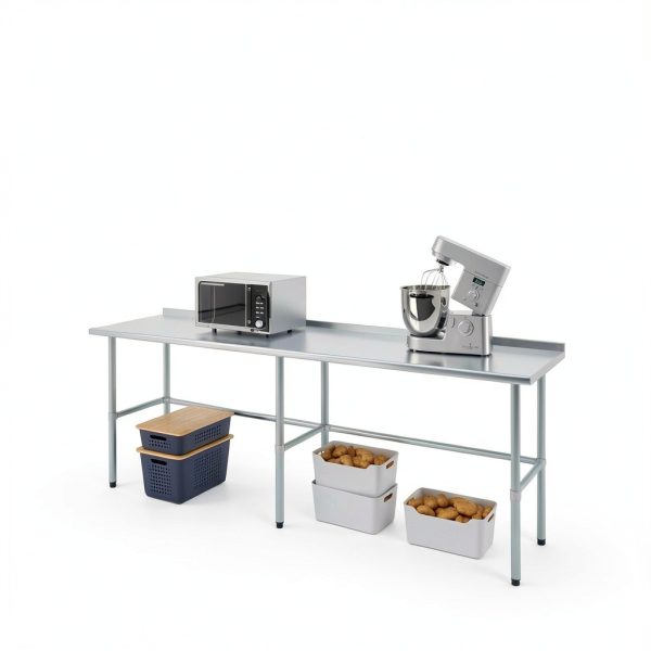 Stainless Steel Work Table 24" x 96" AmGood Open Base NSF Certified-4