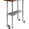 AmGood 18" x 36" Maple Wood Top Work Table with Adjustable Undershelf and Wheels-2