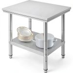 Stainless Steel Commercial Food Prep Work Table for Home Kitchen Restaurant - Heavy Duty Metal Prep Table with Adjustable Feet-0