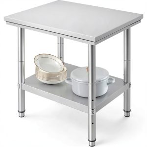 Stainless Steel Commercial Food Prep Work Table for Home Kitchen Restaurant - Heavy Duty Metal Prep Table with Adjustable Feet-0