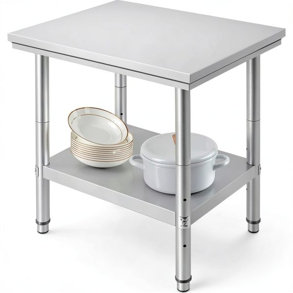 Stainless Steel Commercial Food Prep Work Table for Home Kitchen Restaurant - Heavy Duty Metal Prep Table with Adjustable Feet-0