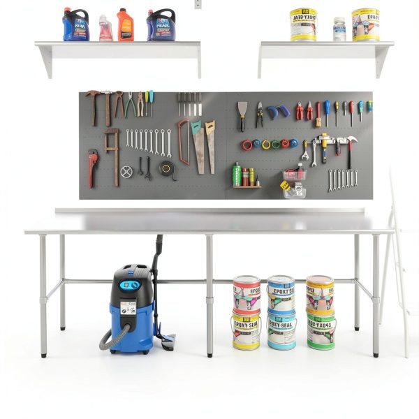 Stainless Steel Work Table 24" x 96" AmGood Open Base NSF Certified-6
