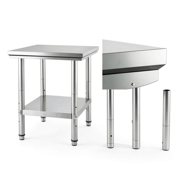 Stainless Steel Commercial Food Prep Work Table for Home Kitchen Restaurant - Heavy Duty Metal Prep Table with Adjustable Feet-2