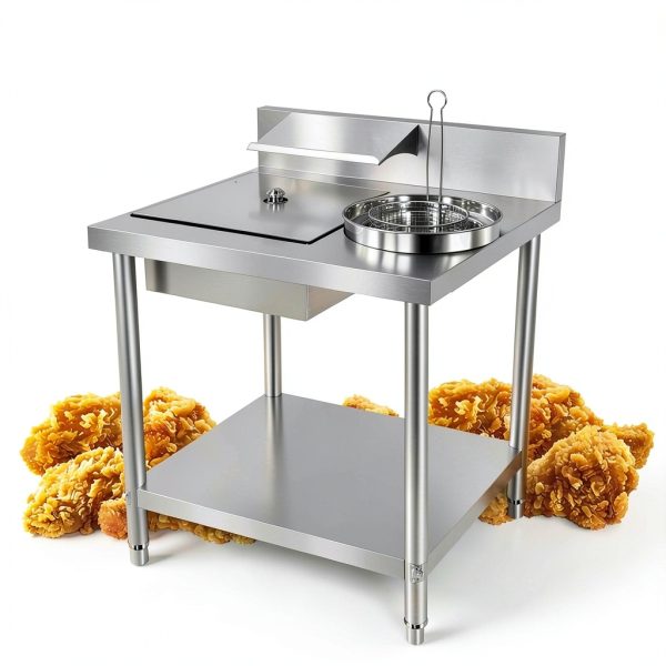 Fried chicken breading station STCERY steel table-1