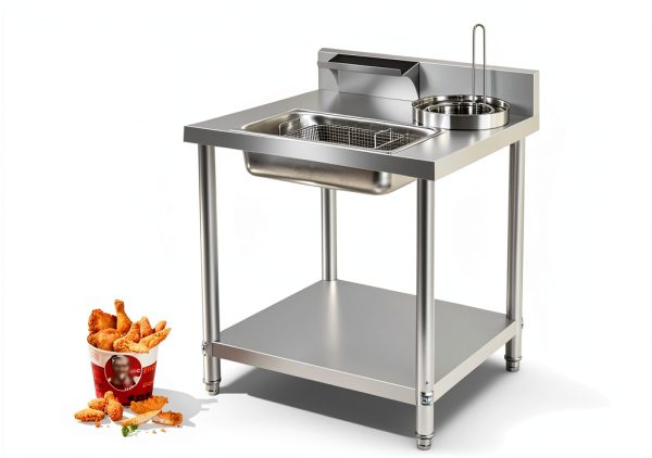 Breading Table Fried Chicken Prep HARELA Stainless Steel with Baskets-3