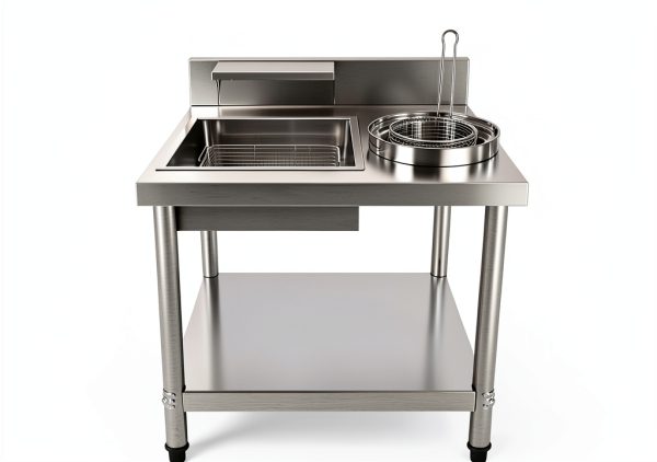 Breading Table Stainless Steel Fryer Tray with Reinforced Bottom for Chefs To Process Fried Food - Easy Installation - Perfect for Chicken, Baguettes-3