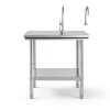 Stainless Steel Commercial Food Prep Work Table for Home Kitchen Restaurant - Heavy Duty Metal Prep Table with Adjustable Feet-7