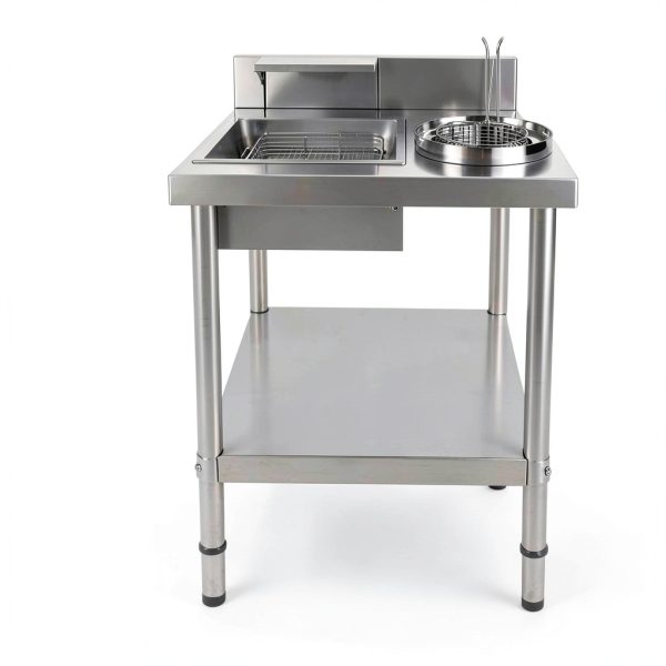 Breading Table Stainless Steel Fryer Tray with Reinforced Bottom for Chefs To Process Fried Food - Easy Installation - Perfect for Chicken, Baguettes-4