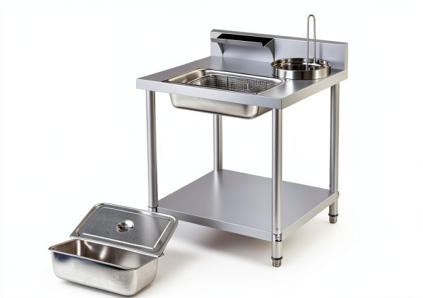 Breading Table Fried Chicken Prep HARELA Stainless Steel with Baskets-1
