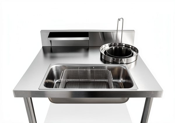 Breading Table Fried Chicken Prep HARELA Stainless Steel with Baskets-4