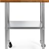 AmGood 18" x 36" Maple Wood Top Work Table with Adjustable Undershelf and Wheels-1