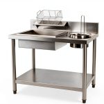 Commercial Fried Food Prep Table, Fried Chicken Breading Table Food Prep Breader Station Stainless Steel Fried Food Workstation with Basin and basket for Restaurant Kitchen, Fried Chicken Shops-0