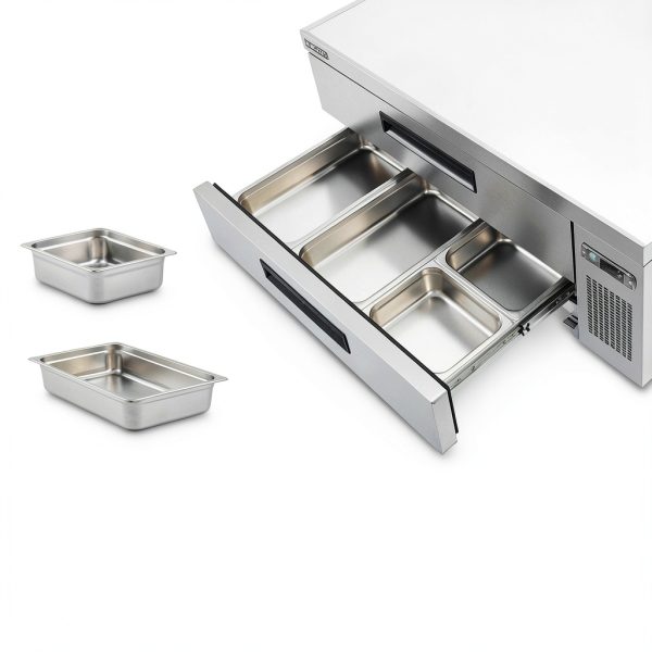 Wilprep 72" Refrigerated Chef Base with 12 GN Pans, Silver Commercial-2
