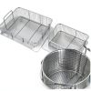 430 Stainless Steel Breading Station with 2 Baskets - 39.37 * 25.2 * 37.4in Commercial Food Prep Table for Frying, 55 lbs Capacity, Work Table for Chicken, Donuts, Fast Food Restaurant-3
