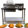 430 Stainless Steel Breading Station with 2 Baskets - 39.37 * 25.2 * 37.4in Commercial Food Prep Table for Frying, 55 lbs Capacity, Work Table for Chicken, Donuts, Fast Food Restaurant-6