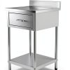24 x 24 Inch Commercial Food Prep Table Stainless Steel Heavy Duty Worktable Workstation with Drawer, Silver Kitchen Workstation with Under Shelf and Backsplash for Restaurant and Home-2