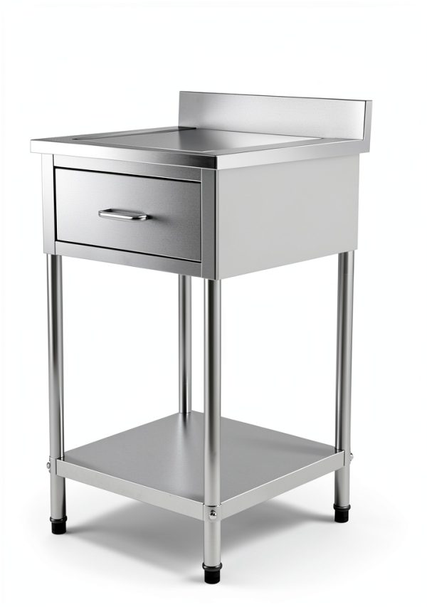 24 x 24 Inch Commercial Food Prep Table Stainless Steel Heavy Duty Worktable Workstation with Drawer, Silver Kitchen Workstation with Under Shelf and Backsplash for Restaurant and Home-2