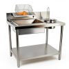 Commercial Fried Food Prep Table, Fried Chicken Breading Table Food Prep Breader Station Stainless Steel Fried Food Workstation with Basin and basket for Restaurant Kitchen, Fried Chicken Shops-1