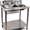 Commercial Fried Food Prep Table, Fried Chicken Breading Table Food Prep Breader Station Stainless Steel Fried Food Workstation with Basin and basket for Restaurant Kitchen, Fried Chicken Shops-6