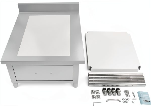 24 x 24 Inch Commercial Food Prep Table Stainless Steel Heavy Duty Worktable Workstation with Drawer, Silver Kitchen Workstation with Under Shelf and Backsplash for Restaurant and Home-6