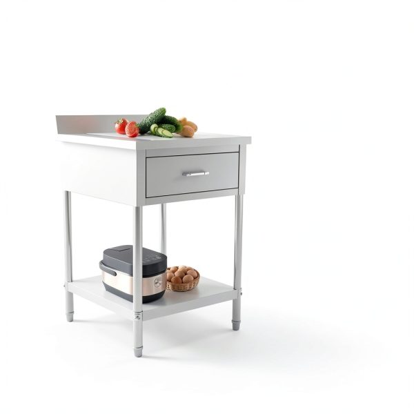 24 x 24 Inch Commercial Food Prep Table Stainless Steel Heavy Duty Worktable Workstation with Drawer, Silver Kitchen Workstation with Under Shelf and Backsplash for Restaurant and Home-1