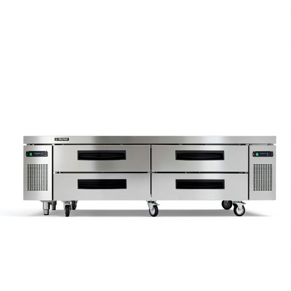 Wilprep 72" Refrigerated Chef Base with 12 GN Pans, Silver Commercial-7
