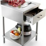24 x 24 Inch Commercial Food Prep Table Stainless Steel Heavy Duty Worktable Workstation with Drawer, Silver Kitchen Workstation with Under Shelf and Backsplash for Restaurant and Home-0